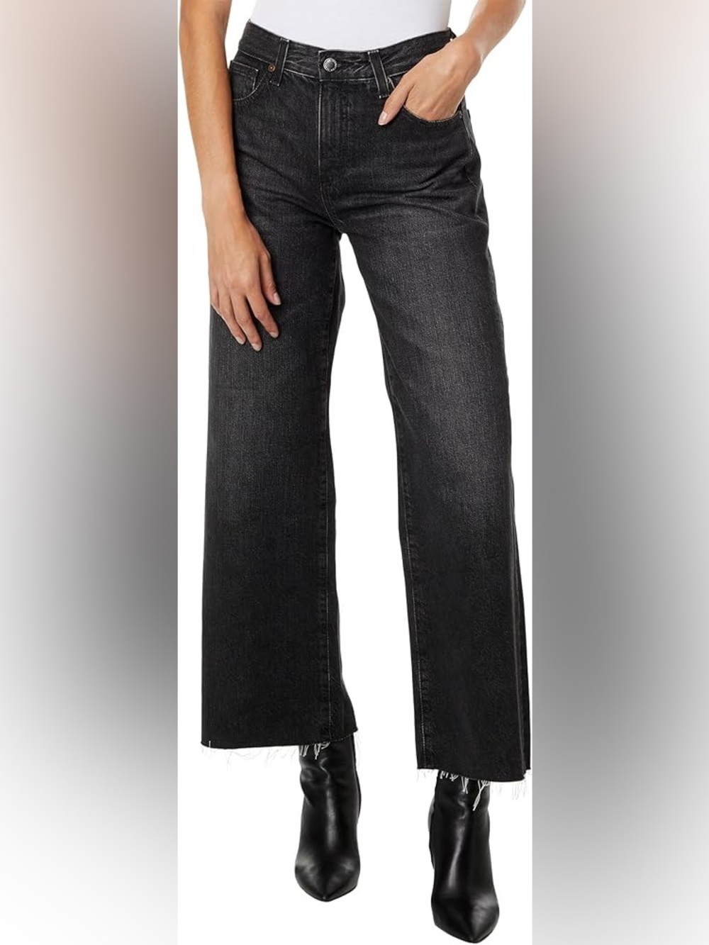 AG Jeans Adriano Goldschmied Saige Wide Leg Crop High Rise Frayed Size 26